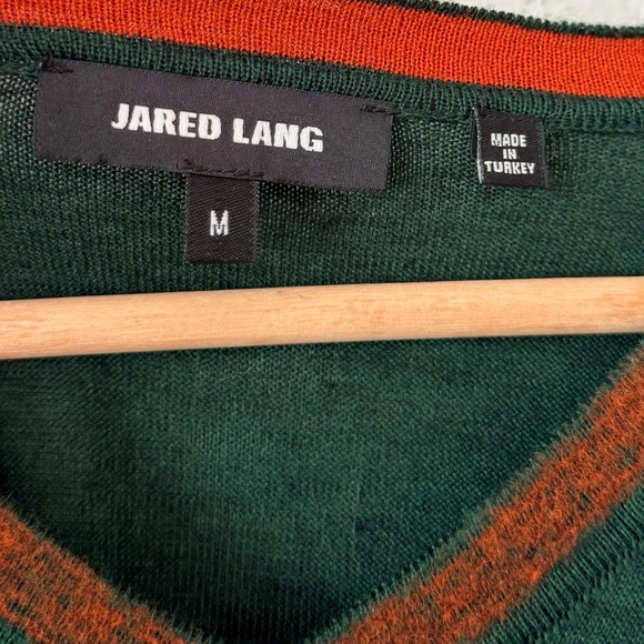 Jared Lang V neck wool sweater green size M - Picture 10 of 11